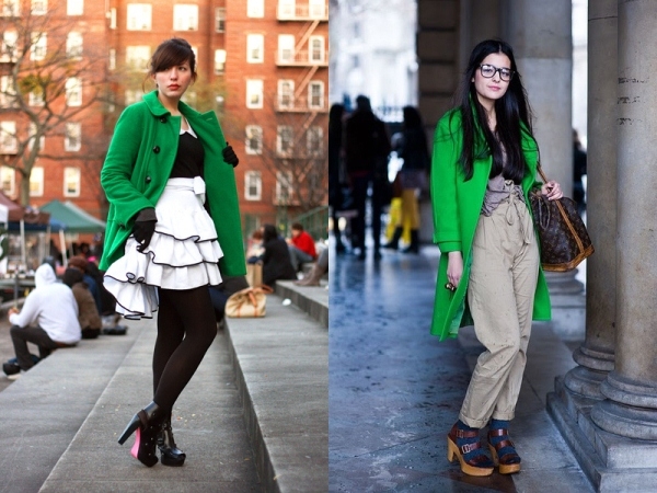 Зеленое пальто: с чем носить?