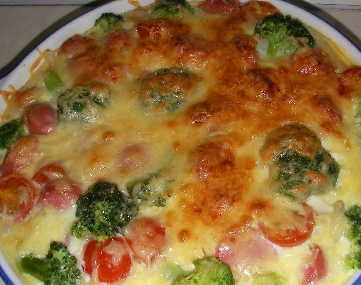 Макаронная запеканка с капустой брокколи