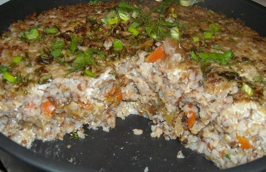 Гречка по-купечески с фаршем и грибами: рецепт с фото