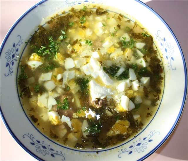 Щавелевый суп с яйцом: рецепт