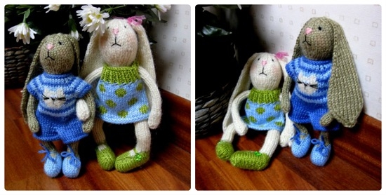 Вислоухий зайка спицами