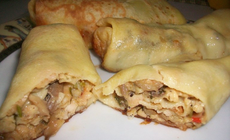 Начинка для блинов из курицы и грибов