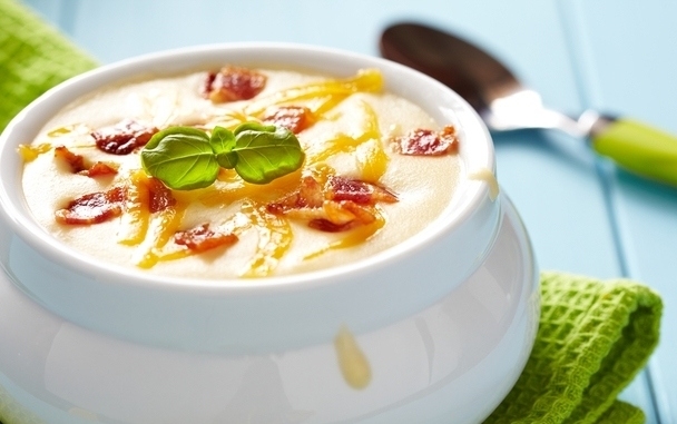 Сырный крем-суп с беконом