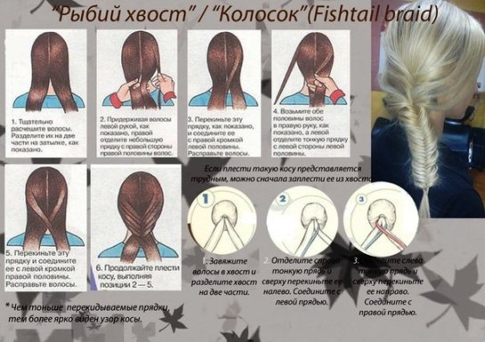 Коса рыбий хвост: схема